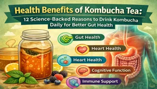 Health Benefits of Kombucha Tea: 12 Science-Backed Reasons to Drink Kombucha Daily for Better Gut Health blog cover image